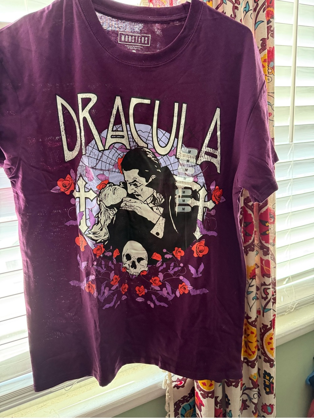 Universal Purple Dracula Graphic Tee with Red Accents